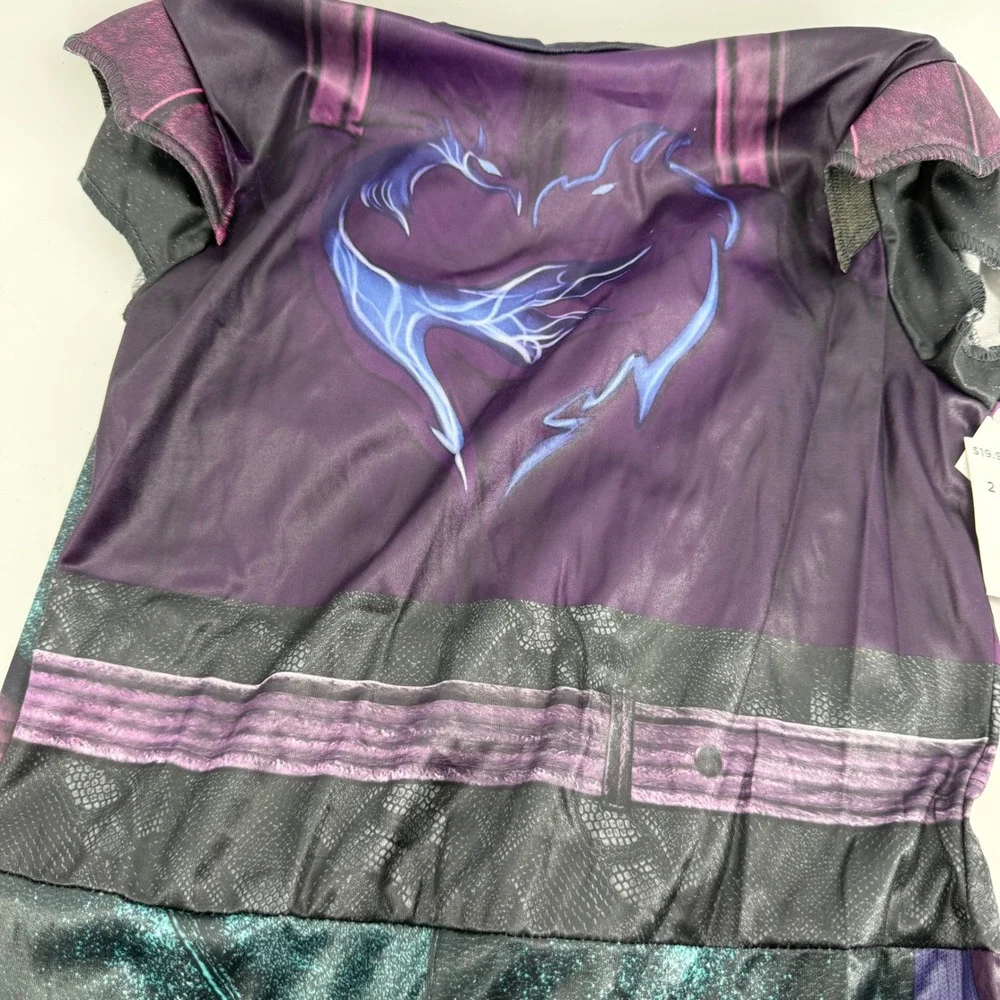 Disney Descendants 3 Mal Costume Girls Medium‎ 8-10 Jumpsuit Vest Disguise NEW - Picture 2 of 5